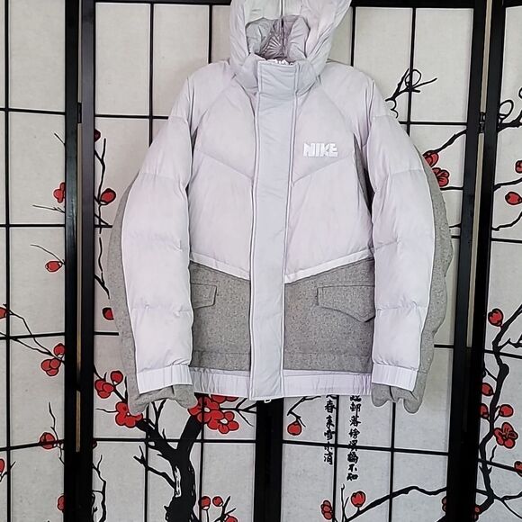 Nike x Sacai Bomber Goose Down Nikelab Parka Men Size Small Hooded Coat - Picture 1 of 10